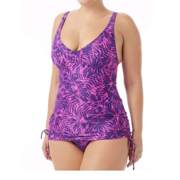 TYR WOMEN’S MONACO V-NECK SHEATH, SWIMSUIT,  Purple, Size 14 - Picture 1 of 13